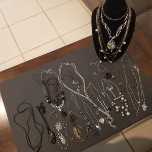 Necklace Lot Gothic Black and Silver Mostly | Vintage to Mod All Wearable